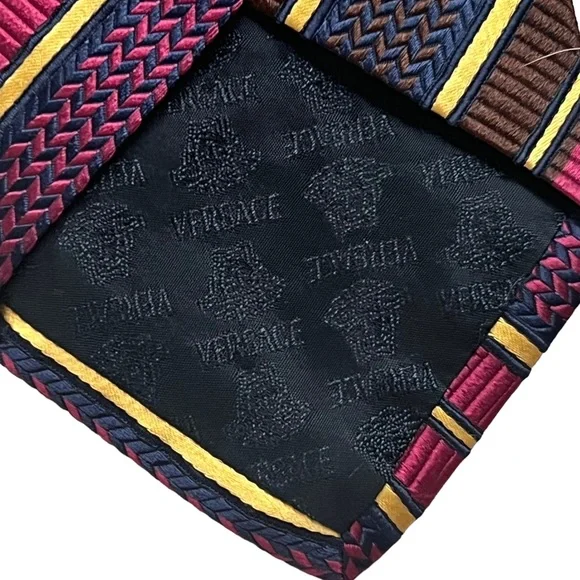 Versace Diagonal Stripe Silk Tie - Picture 6 of 7
